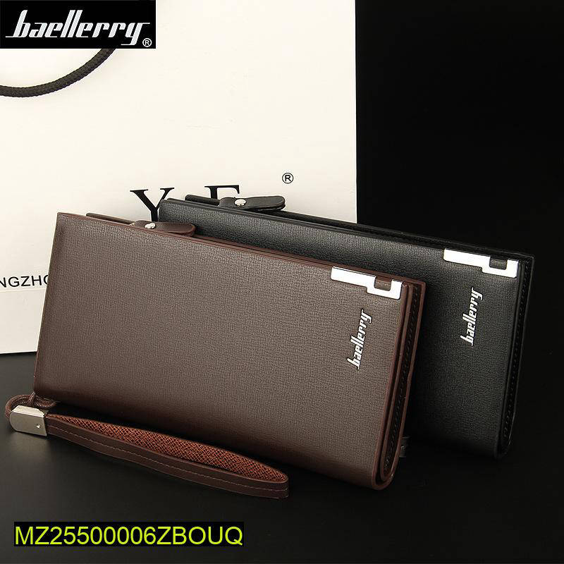 Men's Leather Plain Bifold Long Wallet